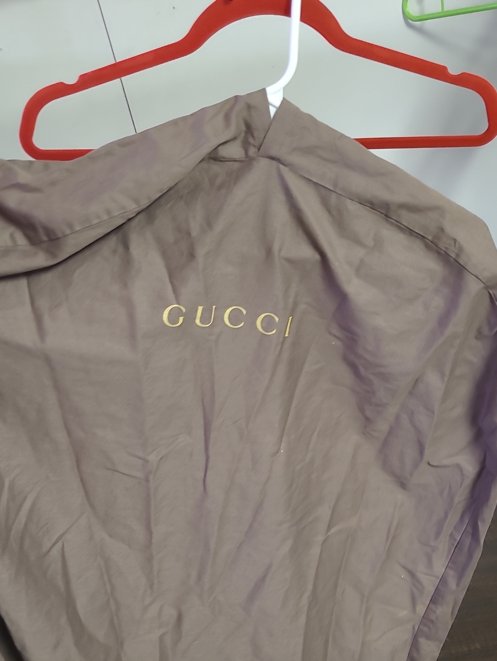 Gucci Taupe Garment Dust Cover with Gold Logo